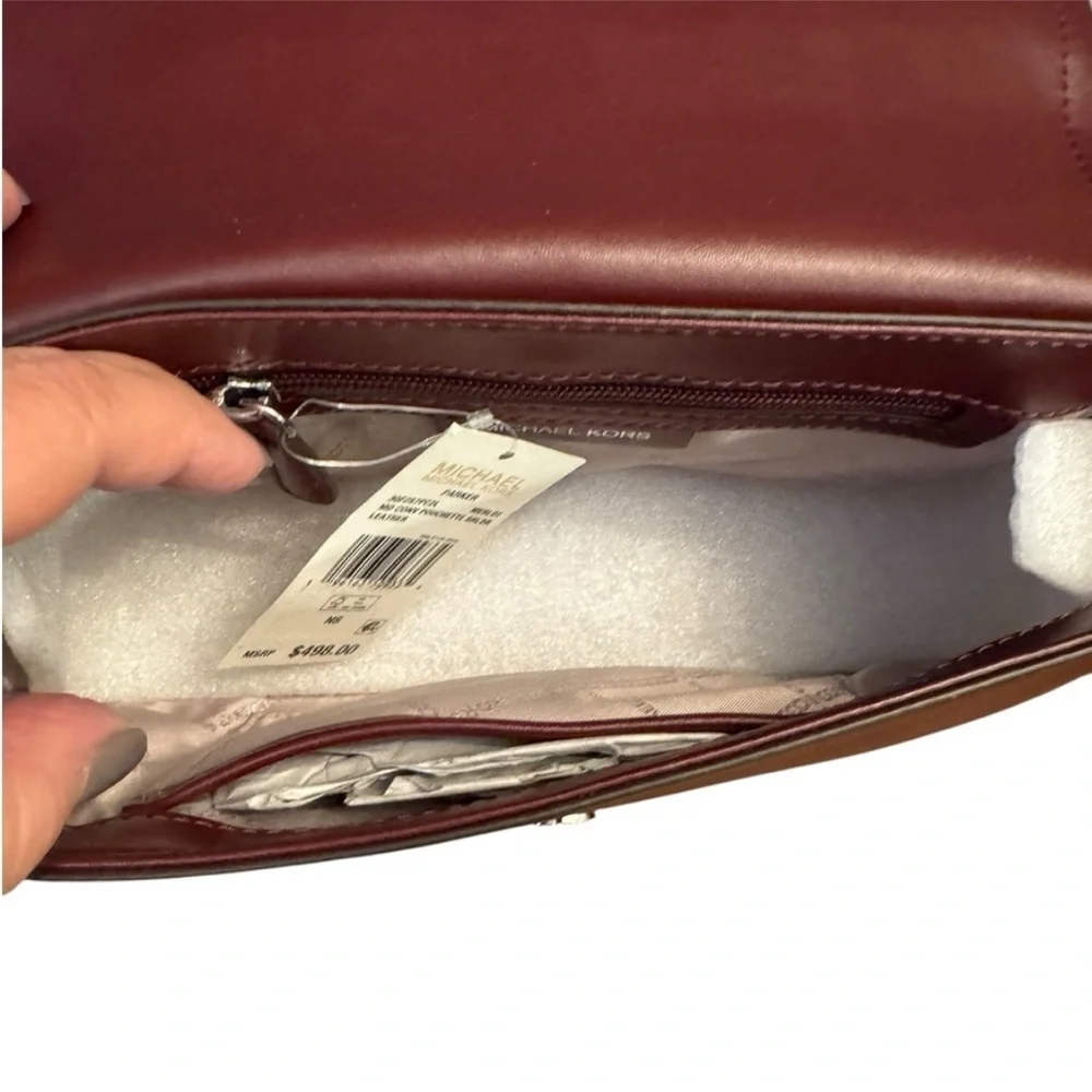 Michael Kors Parker‎ medium convertible pouchette shoulder bag, leather, merlot​